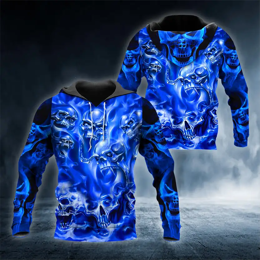 Fashion Men Hoodies Sweatshirt 3D Print darkness Skull Graphic streetwear personality Casual Long Sleeve Oversize Loose Clothing