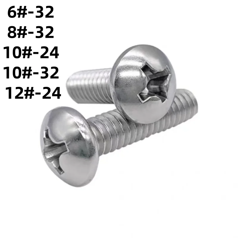 

50 штук 6 # -32 8 # -32 10 # -24 10 # -32 12 # Винт с полукруглой головкой Phillips из нержавеющей стали 304 UNC/UNF, американский стандарт, с крупной резьбой, -24