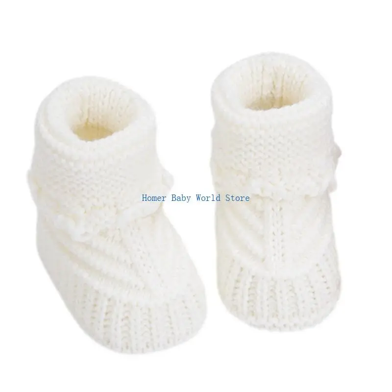 

B2QD Baby Booties Soft Knit Shoes Warm Crochet Shoes Soft for Newborns & Toddlers