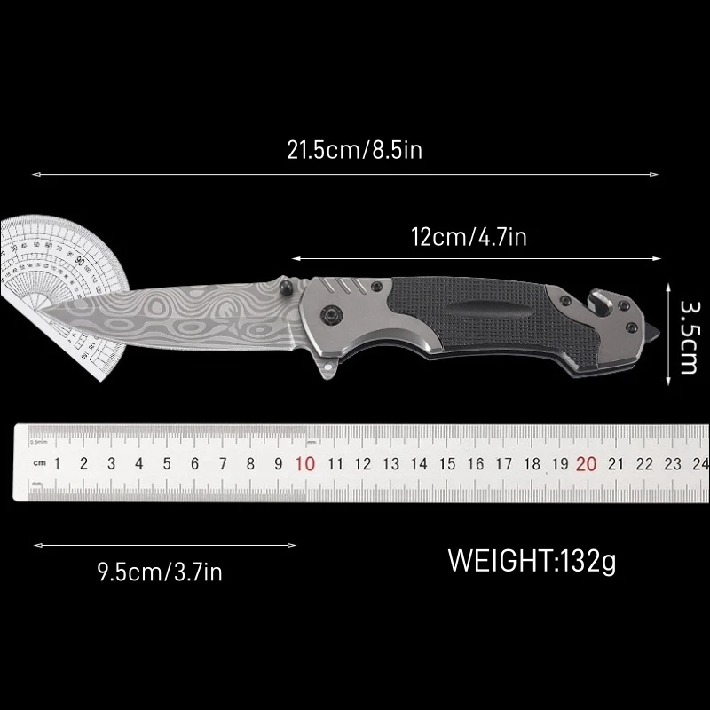 Coltello pieghevole da esterno modello damasco Tactical Survival Camping Pocket coltello piccolo autodifesa in acciaio inossidabile