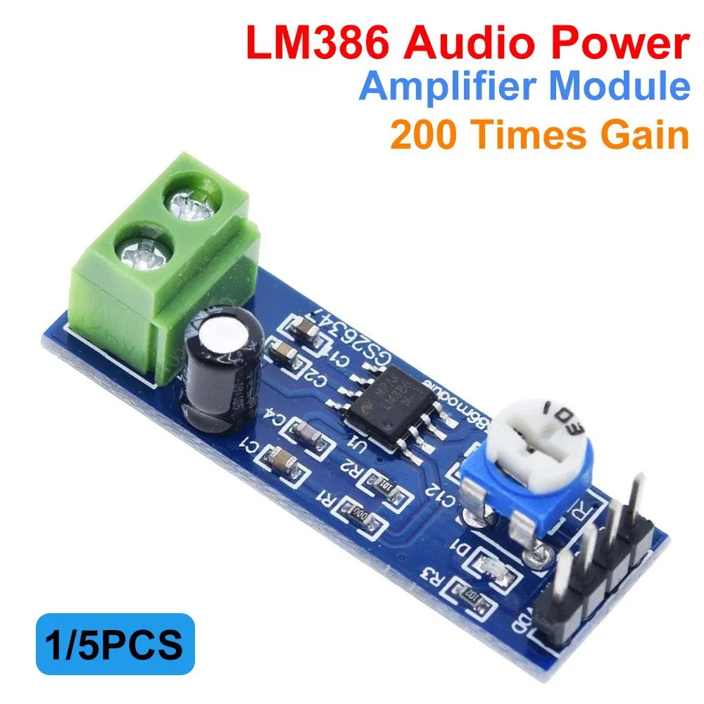 Top Audio Mono Sound Power Amplifier Module LM386 5V-12V Input Large Capacity Board For Arduino 200 Times Gain Amplifier Board