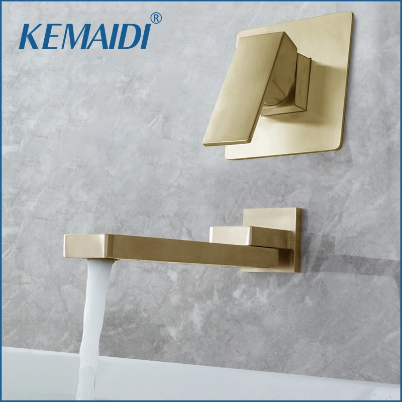 

KEMAIDI Bathroom Basin Faucets Chrome Brass Wall Mounted Stream Spout Bathroom Faucet Single Lever Hot And Cold Water Mixer Tap