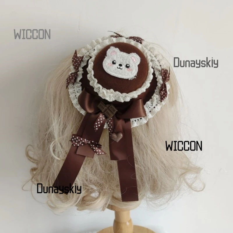 Chocolate Bear Beret Hair Clip Kawaii Tiramisu Coffee-Colored Lolita Headwear Cos/Halloween Japanese Sweet Style Hair Accessory