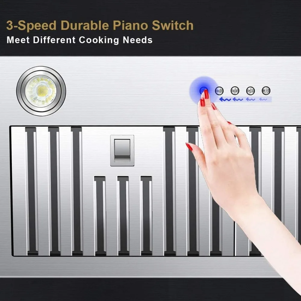 Range Hood Insert 30 inch, 600 CFM Vent Hood Insert, Ultra-quiet Range Hood Insert, Built In Kitchen Hood, Insert Range Hood