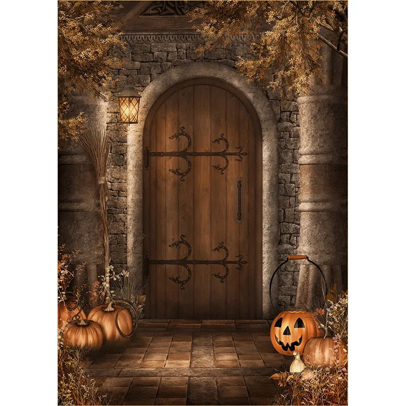 Toile de Fond d'Halloween Citrouille Lanterne Château Forêt Lune Pierre Tombale Bébé Photographie Fond Pour Studio Photo Accessoires 21819 NG-02