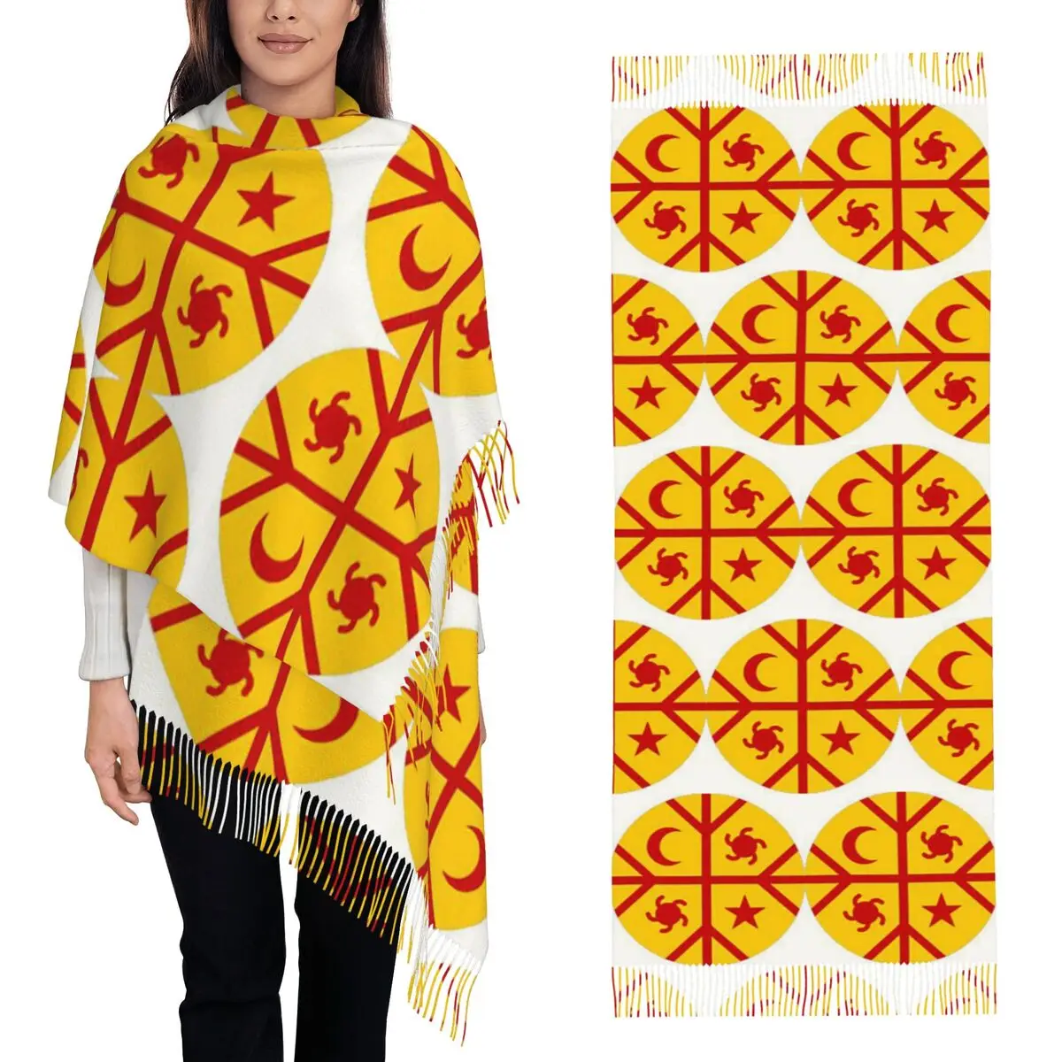 

Flag Of The Mapuches Bandera Mapuche Scarf Tassel Scarves for Women Soft Warm Shawls and Wraps Long Fall Winter Shawl Wrap