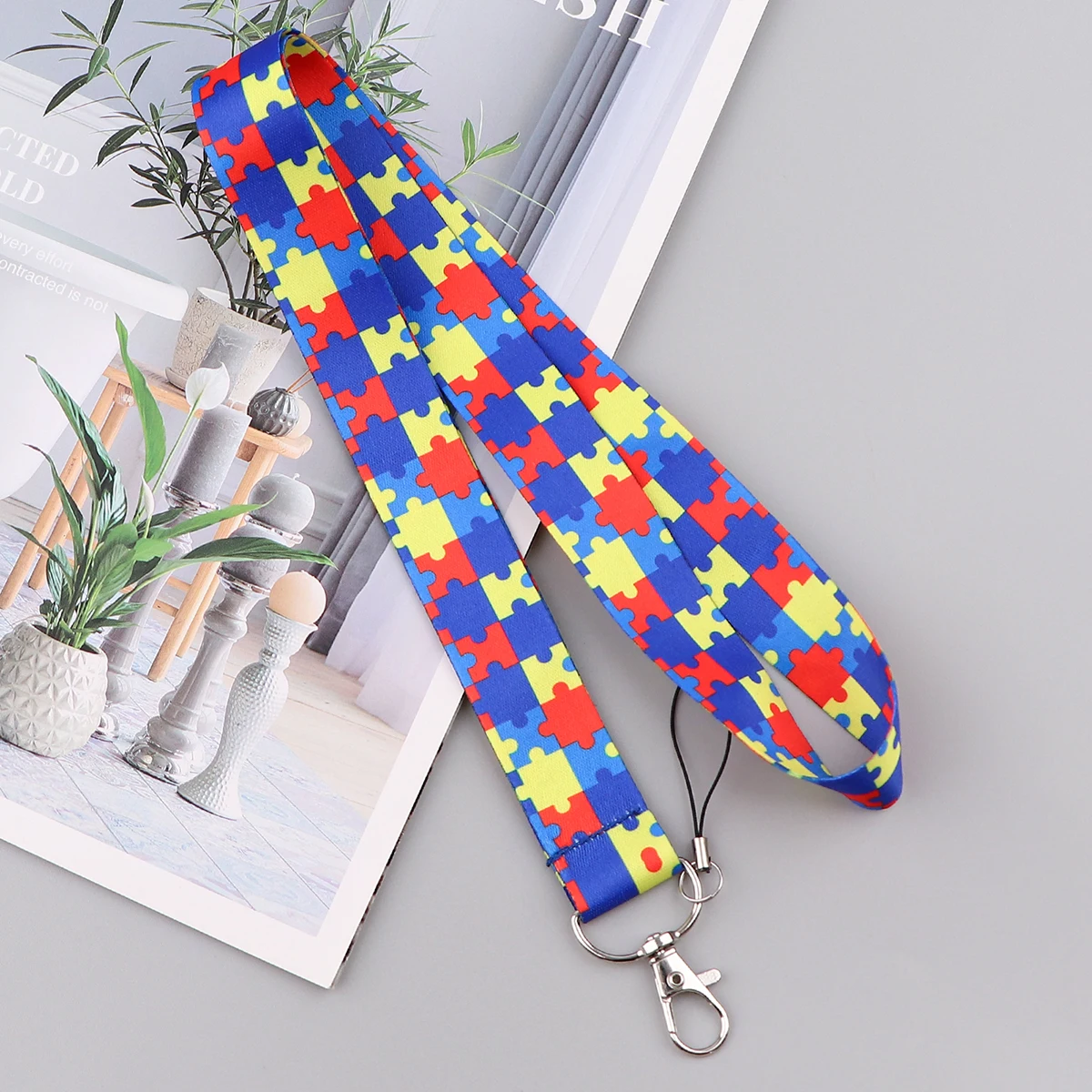 Autism Awareness Puzzle Anti-Lost Lanyard Neck Strap Lanyard for Key ID Card Gym Phone Straps USB Badge Holder DIY Hanging Rope