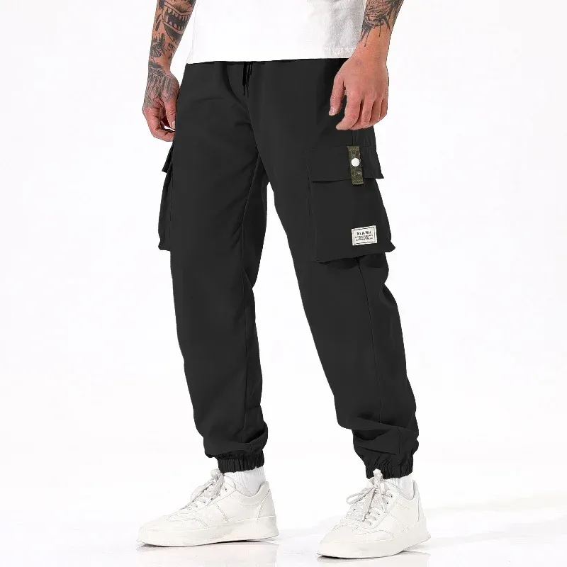  Versatile Men's Cargo Pants Trousers Comfortable Casual Quick-drying Cool Fabric Men's Solid Color Spring Summer Sports Trousers 