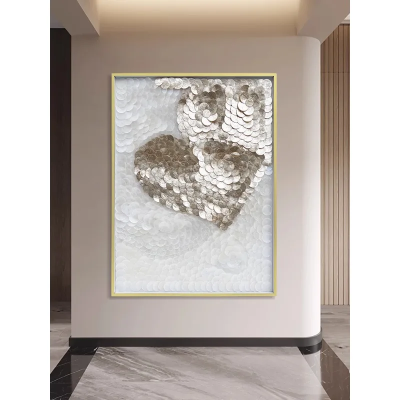 Light luxury high-end feeling Jinbei art painting heart-shaped romantic shell decorative painting hotel entrance corridor bedroo