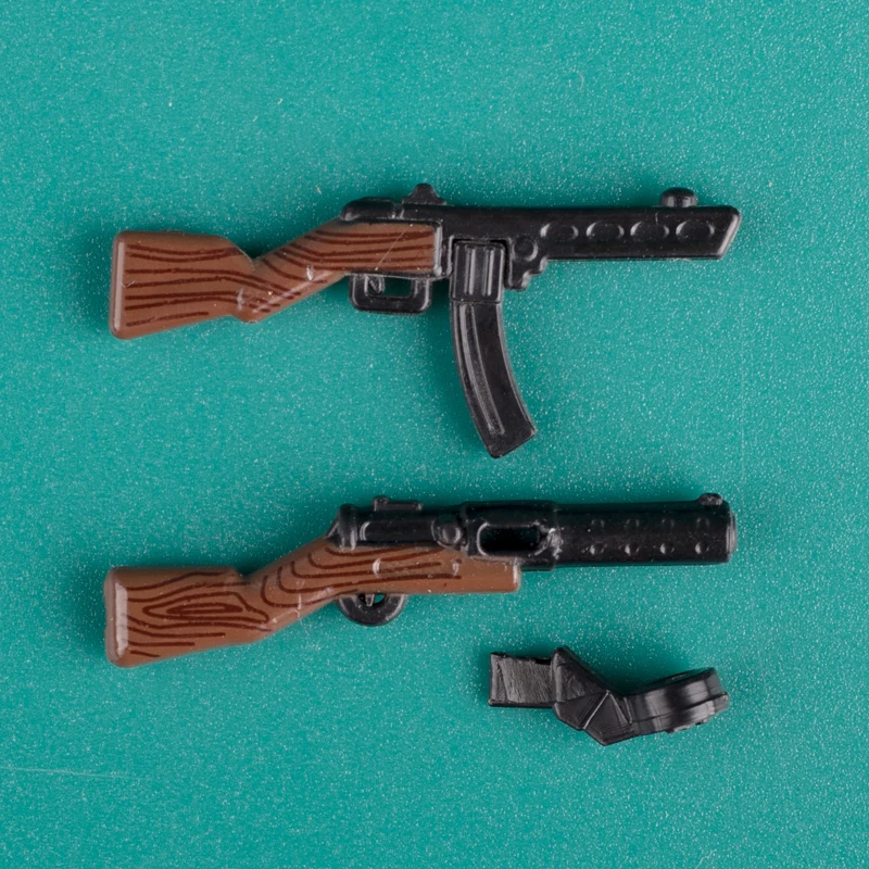 MOC WW2 Militär Soldaten Waffen Bausteine Deutsche Holzmaserung Pistole Arme 98K PPSH Sowjetische Armee Figuren Zubehör Ziegel Spielzeug