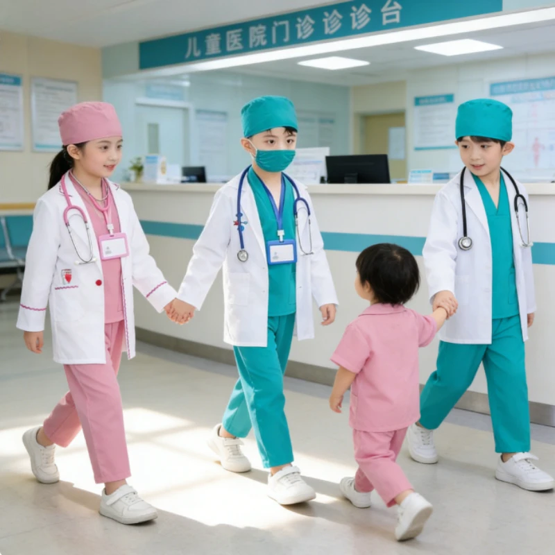 

Костюм врача/медсестры для детей, белый лабораторный халат для ролевых игр, униформа для мальчиков и девочек для выступлений в детском саду