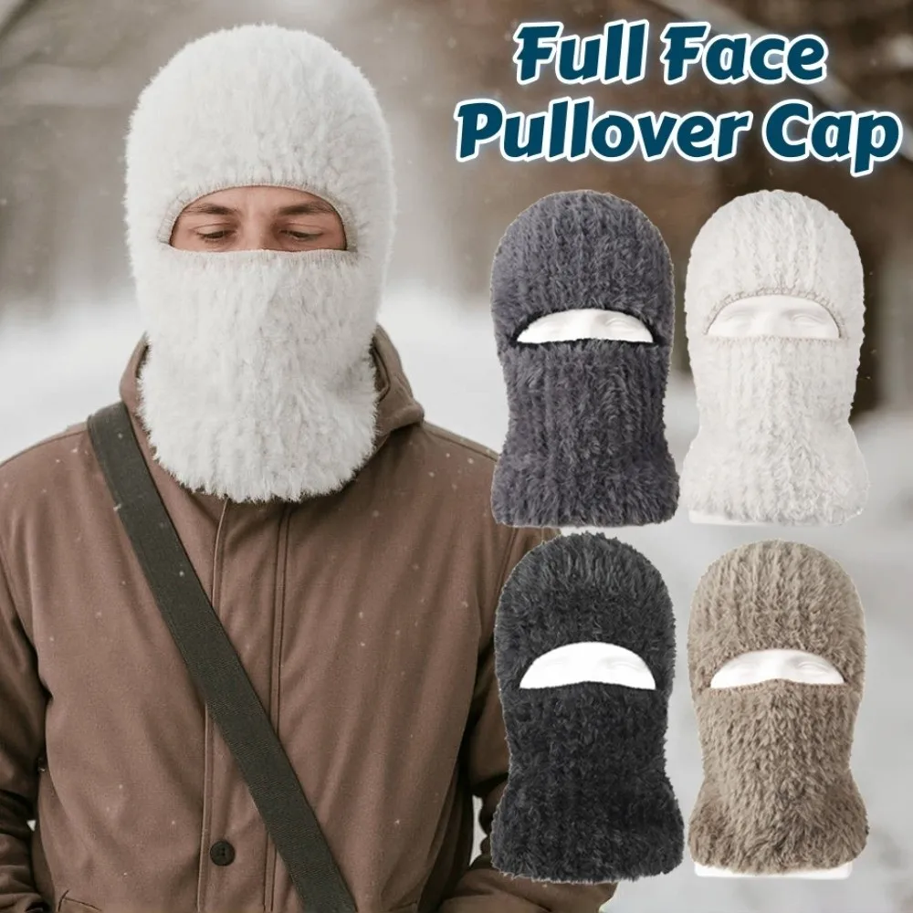 

Fashion Thickened Winter Balaclavas Cap Neck Warmer Windproof Full Face Pullover Cap Earflap Soft Ski Knitted Mask Women