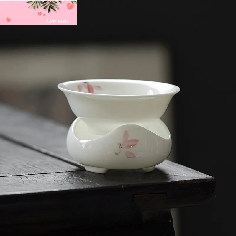 

Jade Porcelain Tea Strainer Household Hand Drawn Orchids Tea Infusor Handmade Tea Making Tea Filter Tea Services Ornaments Gifts