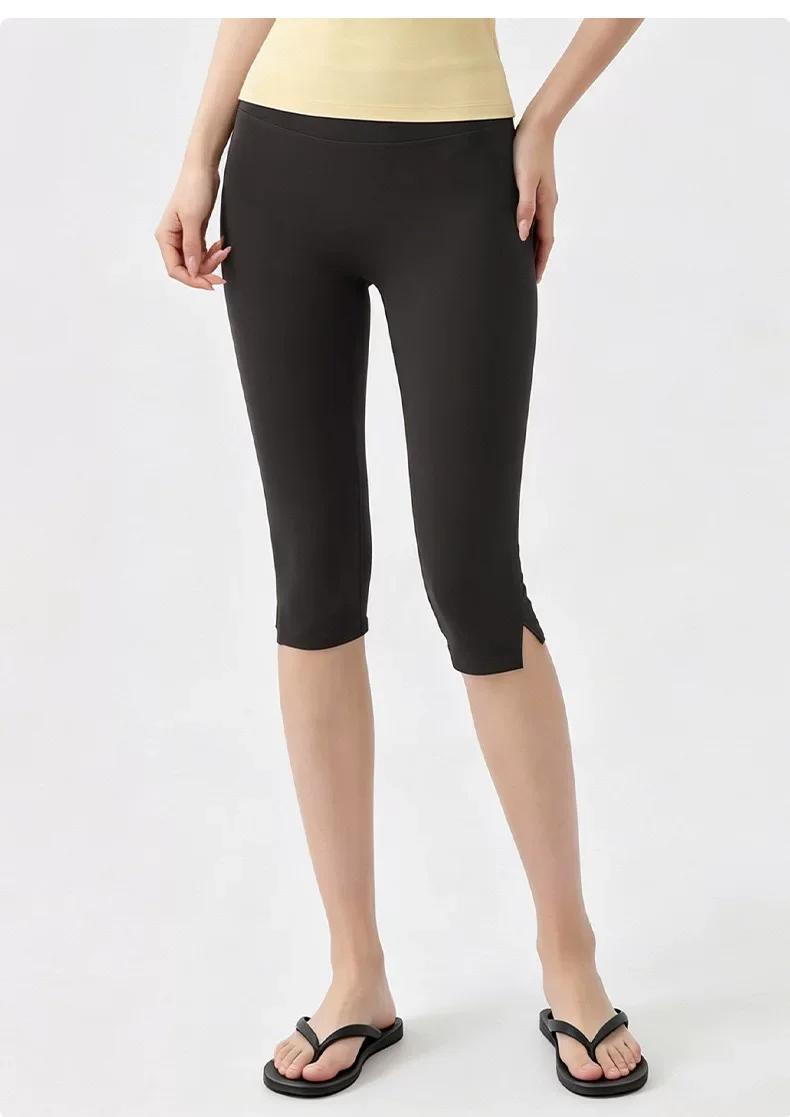 Damen Capri-Trainingsleggings mit hoher Taille, ultraweiche, atmungsaktive, elastische Fitnesshose für Yoga, Pilates, Laufen und Fitnessstudio – Detail 14