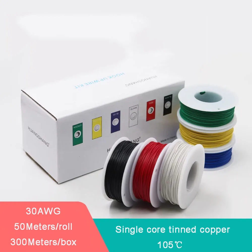 30awg 300M OK Line Circuit Board Flywire PCB Jumper Single Core Connection Electronic Wire 6-Color cables Box Tinned Copper Wire