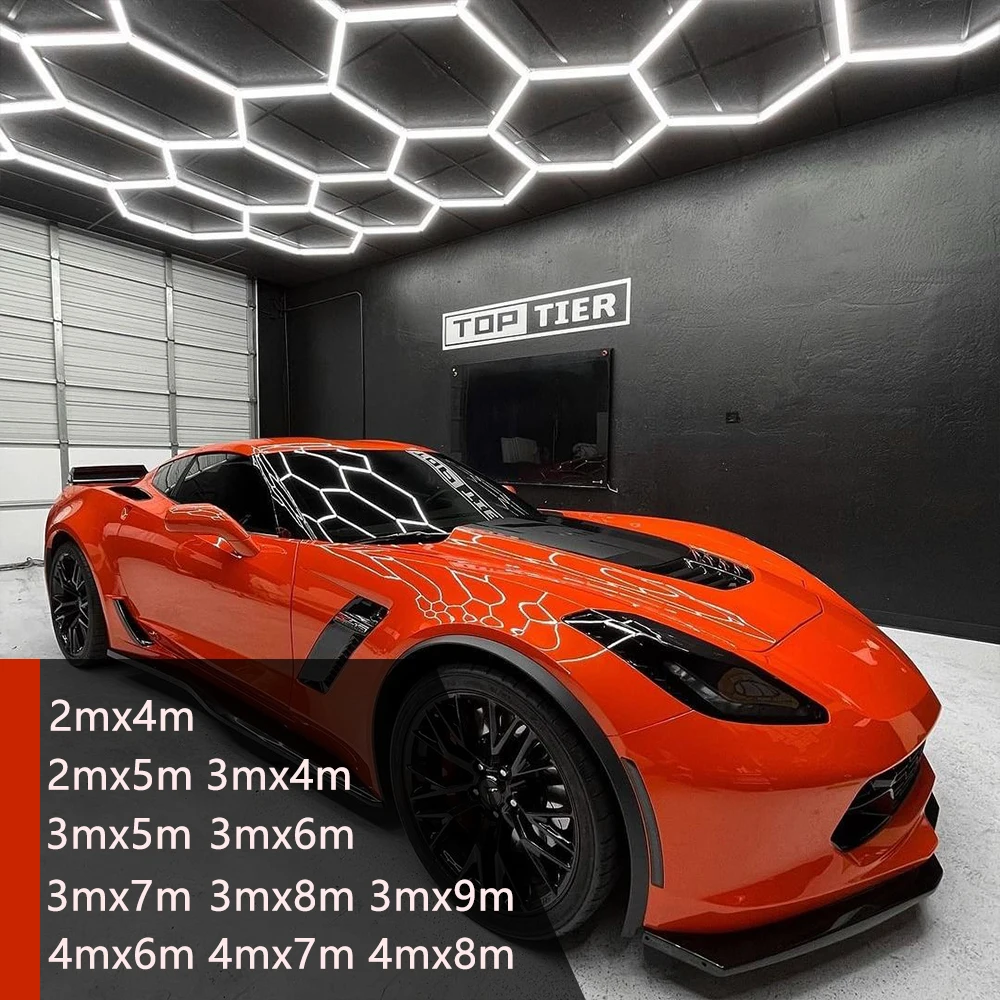 Large Size Hexagon LED Lighting for Garage Car Repair Wash Detailing Workshop Gym Barbershop Honeycomb LED Tube Ceiling Light