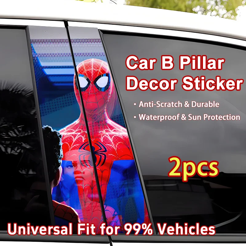 Marvel Car B Pillar Sticker, Cool Super Hero Pattern, Scratch Resistant, Upgrade PET, Beautify Car Pillar Simply