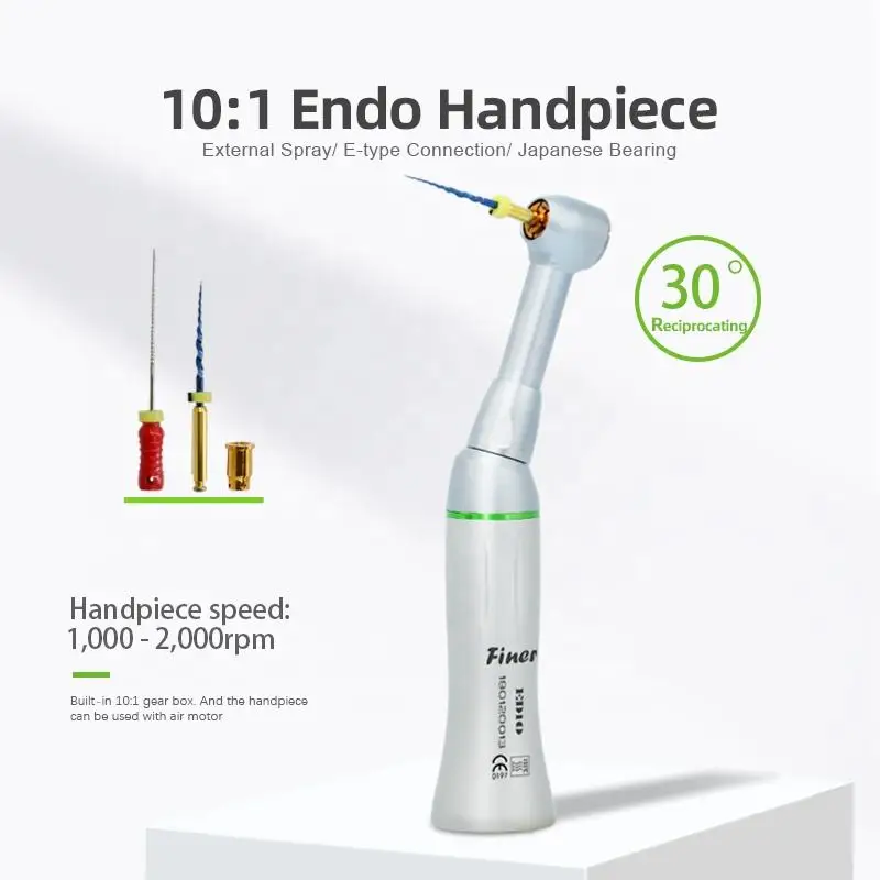 

Dental Endo Motor 10:1 Speed Reduction Reciprocating Push Button Contra Angle Handpiece for Root Canal Endodontic Treatment