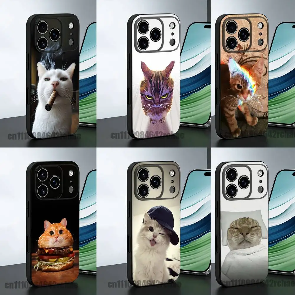 

For Funny Cute Cat Meme Phone Case iPhone 13,16,12,14,15,11,17,Pro,Max,Plus,E,Air,Mini Silicone Cover
