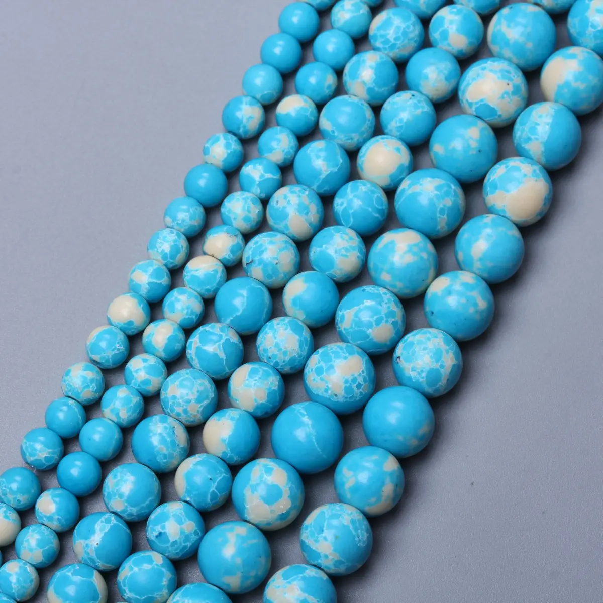 Céu Azul Natural Rodada Contas de Pedra, DIY Pulseira e Colar, Handmade Beading Material, alta qualidade, Imperador Pedra, 4mm, 6mm, 8mm, 10mm