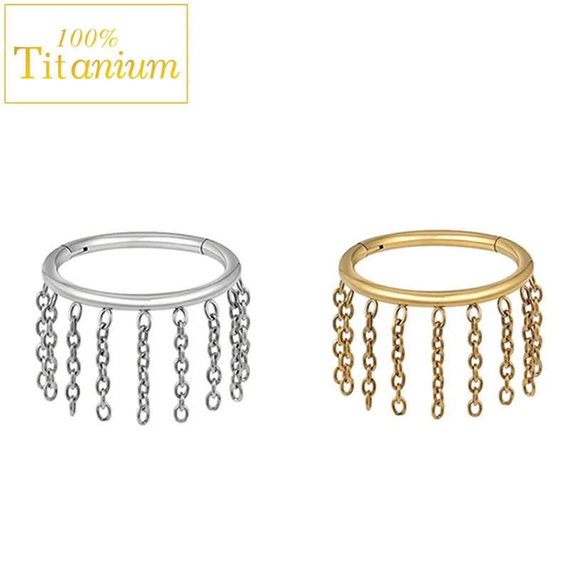 ASTM G23 التيتانيوم الأنف الدائري متمحور الفرس الجزء مع سلسلة الغضروف اللولب Daith محارة ثقب القرط هوب مجوهرات للجسم 16 جرام