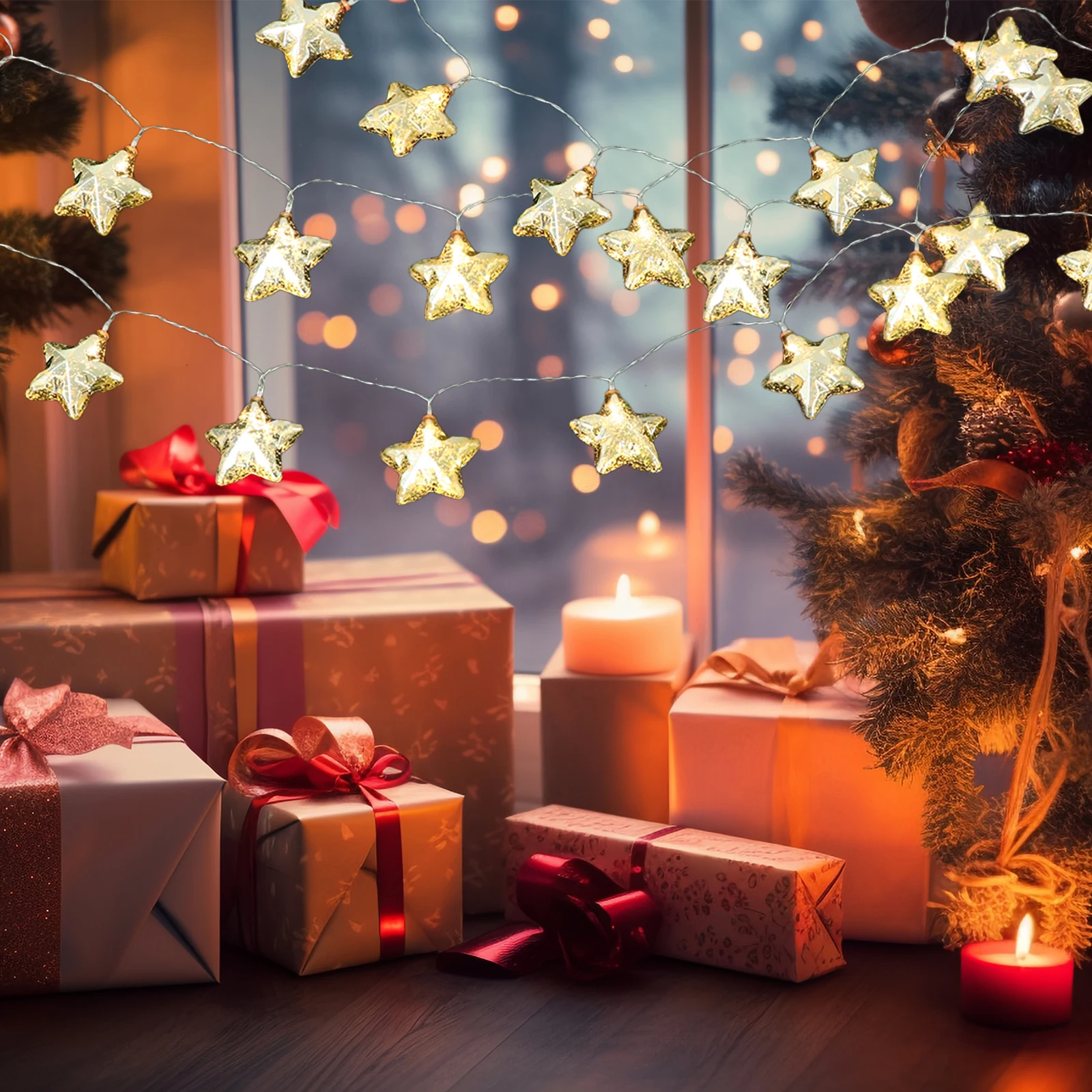 1 قطعة LED ستار سلسلة أضواء مثالية لعروض الضوء زينة احتفالية عيد الشكر الاحتفالات عيد ميلاد LED سلسلة أضواء #1