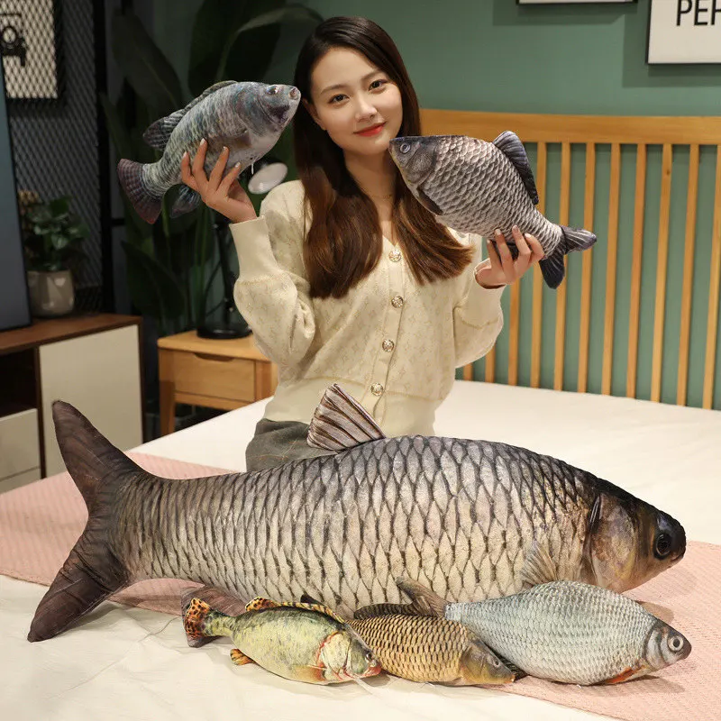 30cm Lifelike Simulation Fish Plush Toys Soft Stuffed Animal Silver Carp Bream Pillow for Pet Dog Creative Toys Xmas Gift