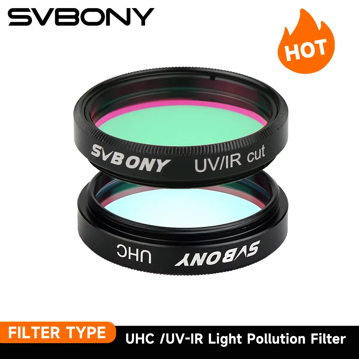 Svbony 1.25'' UHC /UV-IR Elimination of Light Pollution Filters for Astronomy Telescope Eyepiece Observation of Deep Space