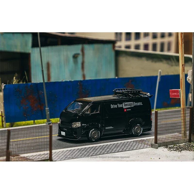 In stock TW 1:64 Hiace Widebody Black With Roof Rack Diecast Alloy Car Model Collection Toys