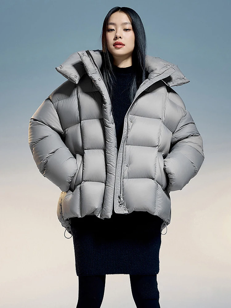 Winter Puff Dicke Abnehmbare Kapuze Unten Jacke Frauen Weiße Ente Unten Zipper Parker Outwears Weibliche Feste Warme Tasche Jacken