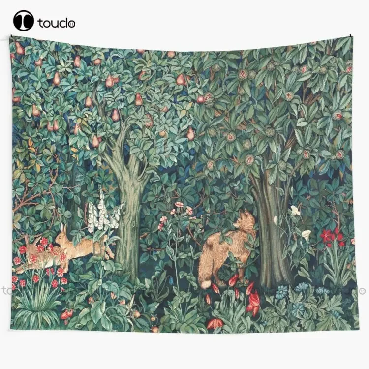 

Greenery Forest Animals Fox And Hares Blue Green Floral Tapestry Tapestry Blanket Tapestry Bedroom Bedspread Decoration