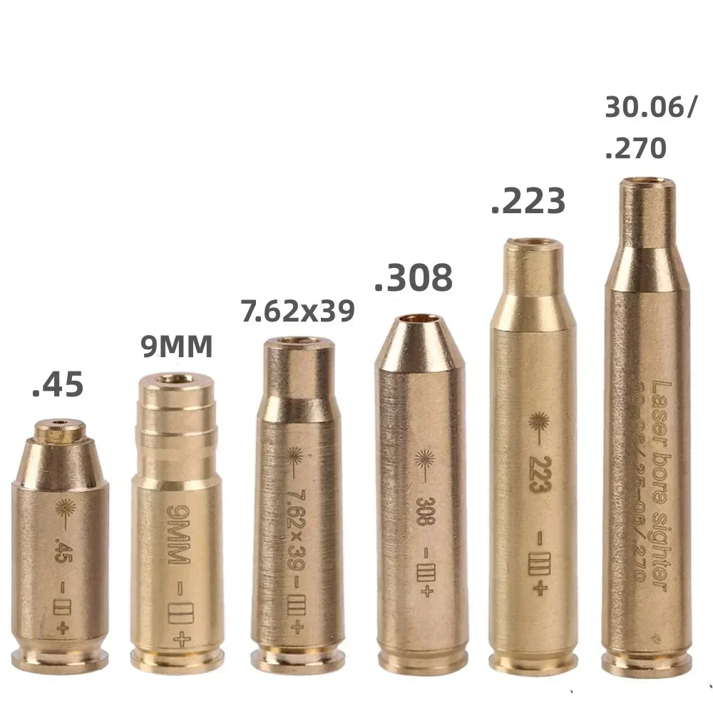 New Red Dot Laser Brass Boresight CAL Cartridge Bore Sighter for Hunting Gun Scope Adjustment .223 5.56 7.62 9MM .308 12GA 20GA