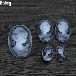20pcs Lot Resin Grey Lady Queen Cameo Bead 10x14mm 13x18mm 18x25mm Wholesale DIY Bead For Cameo Earrings Ring Necklace Bracelet