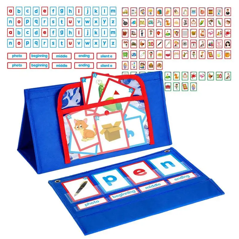 Tabletop organizer z kieszonkami pisownia puzzle dla dzieci pisownia puzzle dla dzieci Montessori edukacja przedszkolna Homeschooling