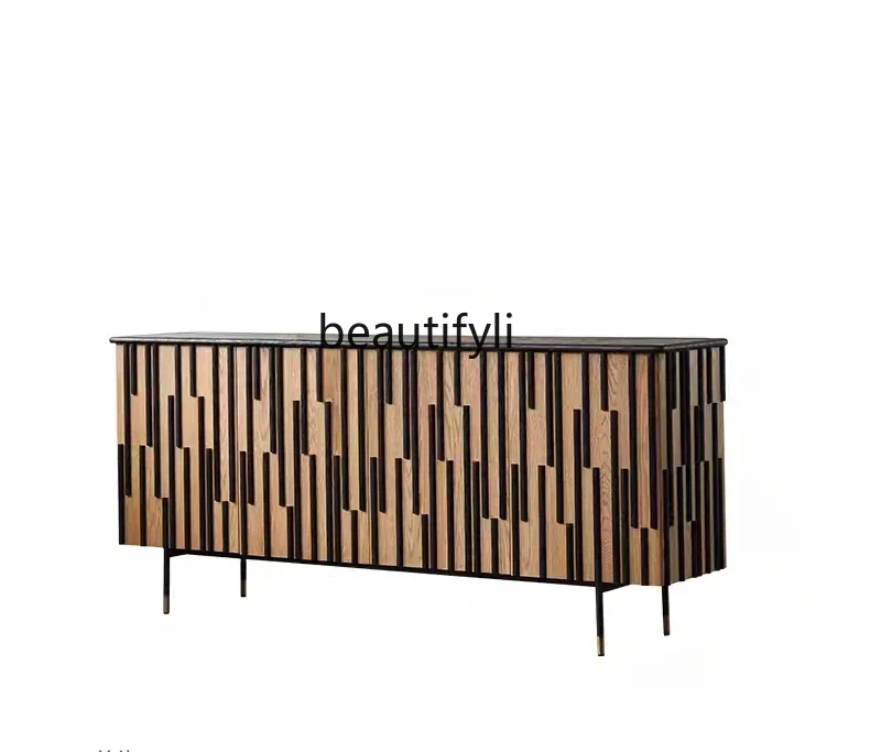 

Modern light luxury simple retro dining side cabinet Nordic entrance storage wine cabinet tea cabinet