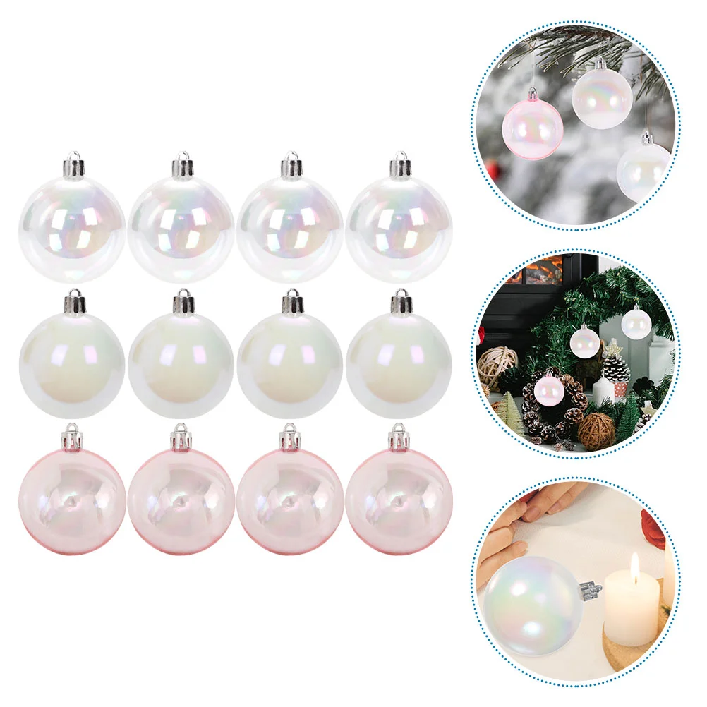 12 Pcs Christmas Decorations Bubble Colorful Ball Transparent Pendant Fall Wedding Balls Ornaments Iridescent