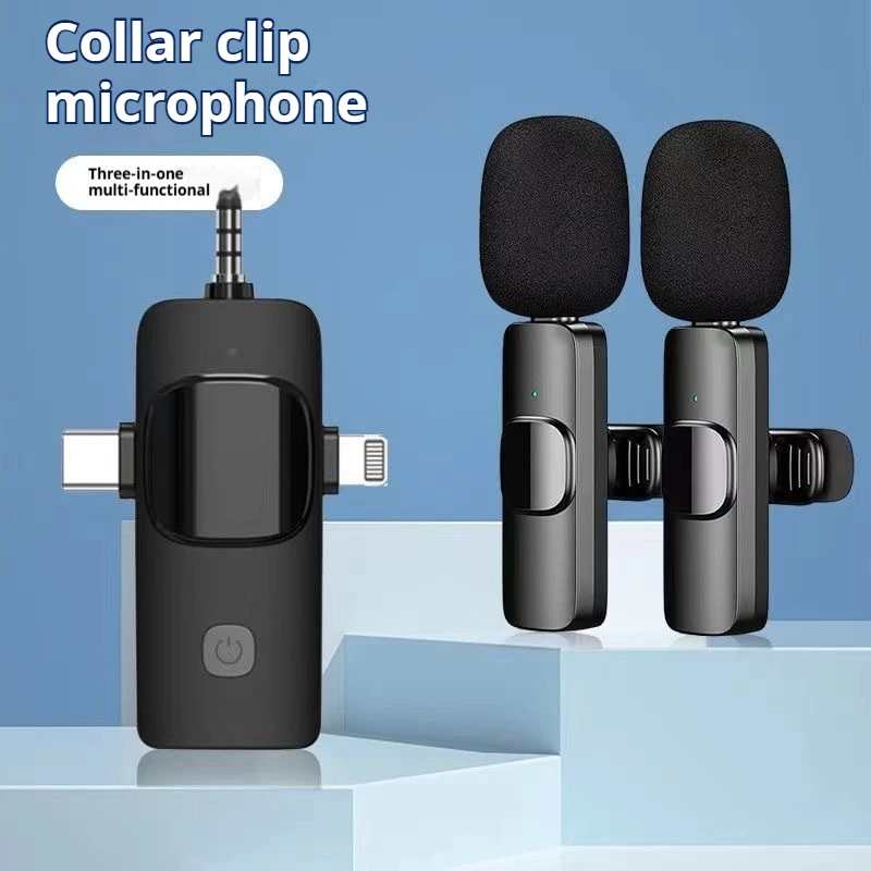 Sound Mic Lavalier Microphone Camera 3-in-1 Interface Outdoor Live Shooting Radio Noise Collar Clip Microphone