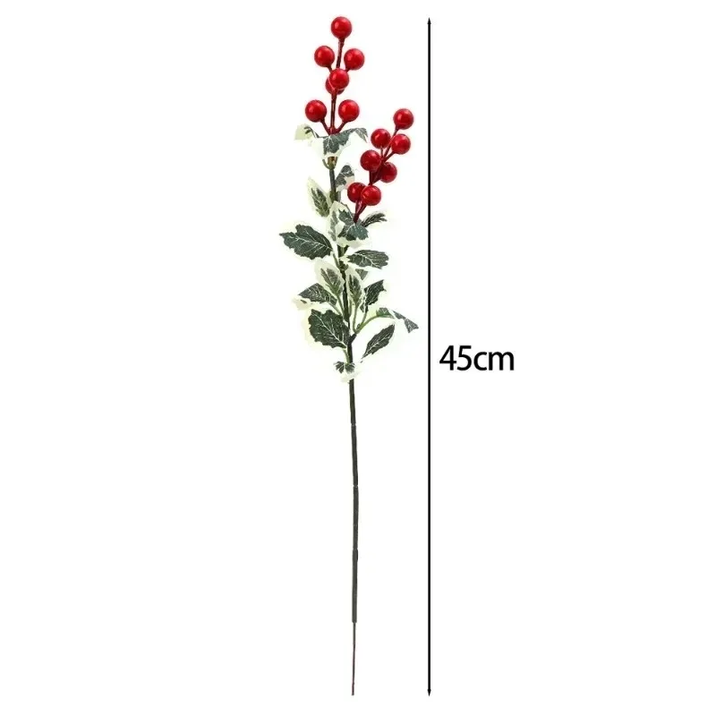 

Christmas Artificial Berries Fake Holly Leaf Berry Branches Arrangement Table Flowers Decoration DIY Wreath Xmas Tree Ornaments