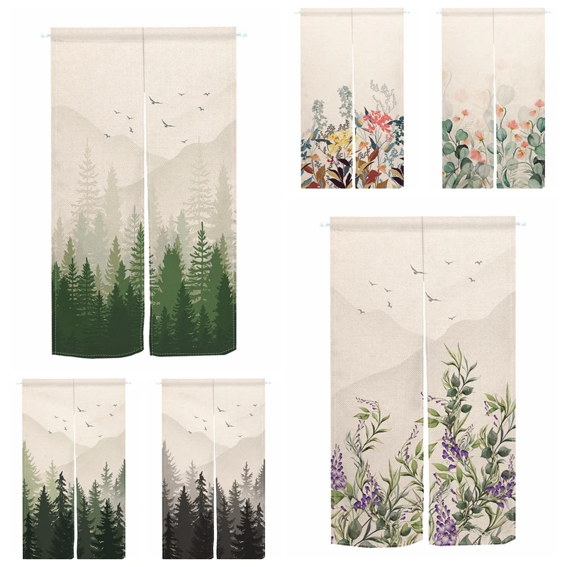 

Noren домашние дверные шторы лесная гора льняная занавеска для дверного проема гостиная прихожая перегородка разделенная спальня кухня полузанавеска