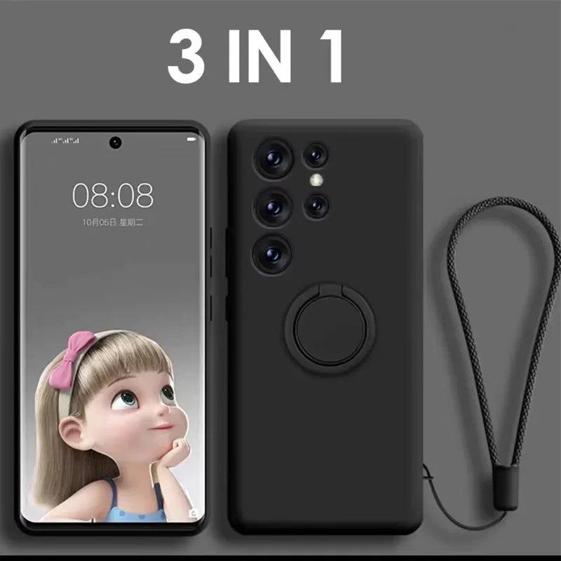 Luxus Flüssigkeit Silikon Magnetische Halter Stehen Telefon Fall Für Samsung Galaxy S25 Ultra S24 S23 FE S22 S21 S20 S10 plus Zurück Abdeckung