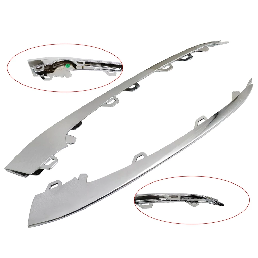 

A13Z_1Pair Front Bumper Bright Strip Lip Trim Chrome Molding For Mercedes