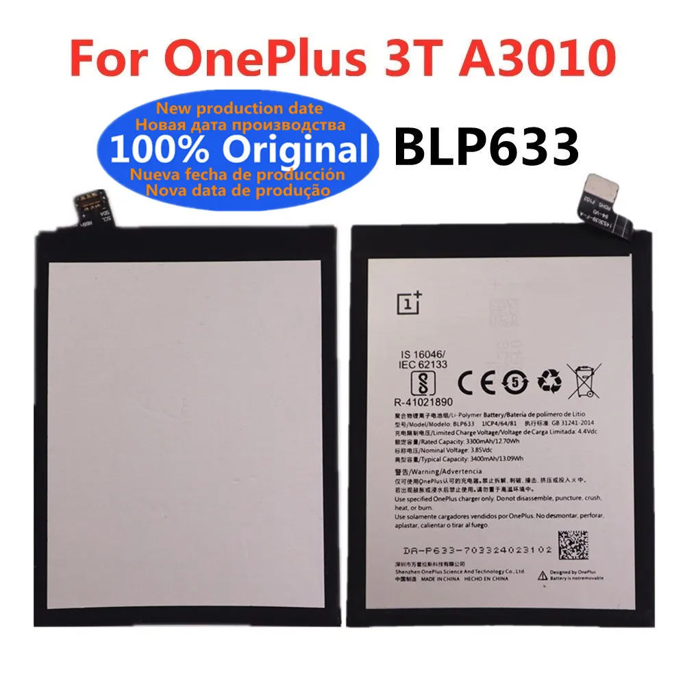 

BLP633 1 + оригинальный аккумулятор для OnePlus 3T A3010 ONE PLUS 3T аккумулятор для телефона 3400 мАч Высококачественная сменная батарея