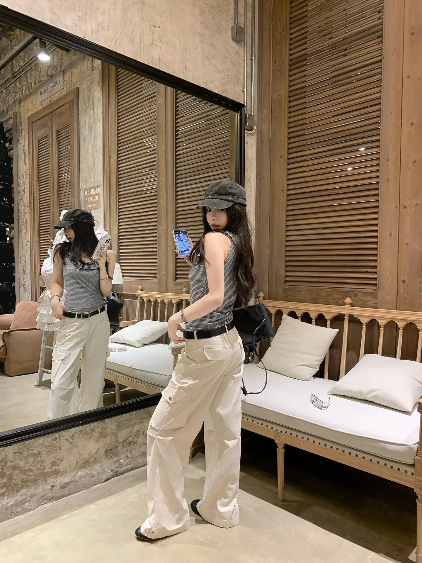 

Брюки с высокой талией, прямые, широкие, в стиле рабочей одежды, американский ретро-стиль, повседневные, свободного кроя, универсальные, в стиле Харадзюку, для женщин