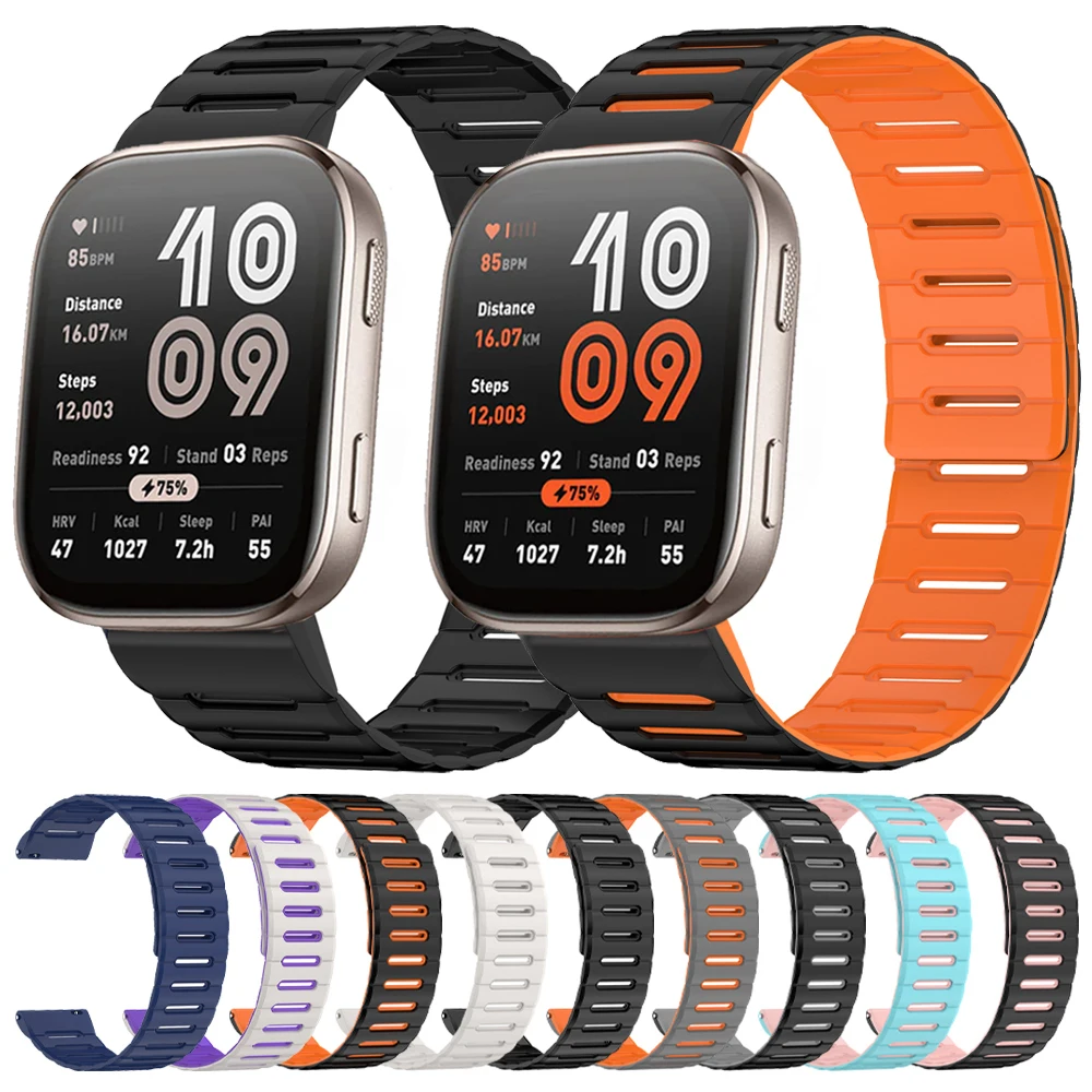 Bracelet de montre magnétique en silicone 20 mm 22 mm pour Amazfit Bip 6 5 UNITY Active 2 Band Amazfit BALANCE 2 Stratos 3 2s GTR GTS