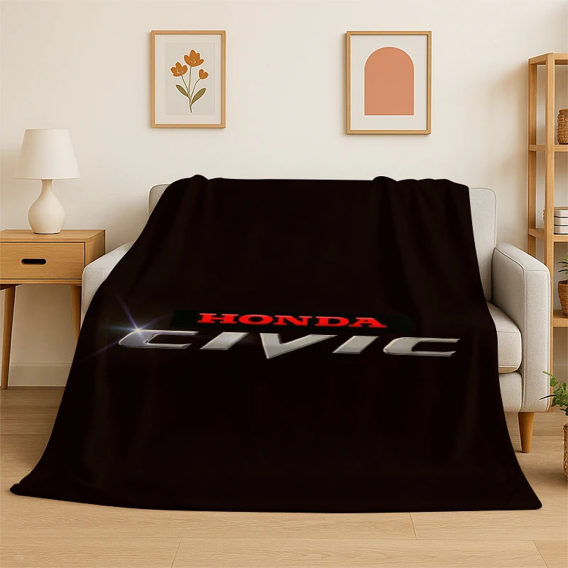 H-Honda HRC Racing Car Moto Sign Flanelldecke, weiche, warme Überwurfdecke für Schlafzimmer, Wohnzimmer, Bett, Reisen, Camping, Picknick, Kinder