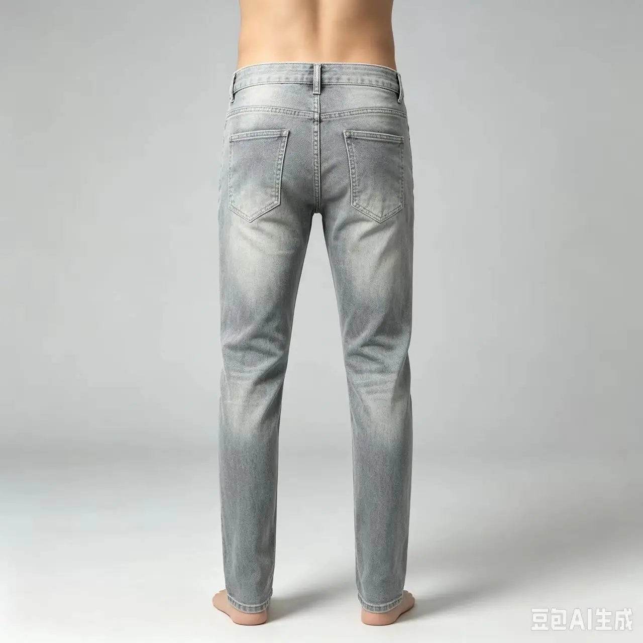 Men's Y2K Street Fashion Tight Jeans Retro White Gray Elastic Slim Fit Colored Split Denim by Designer Brand