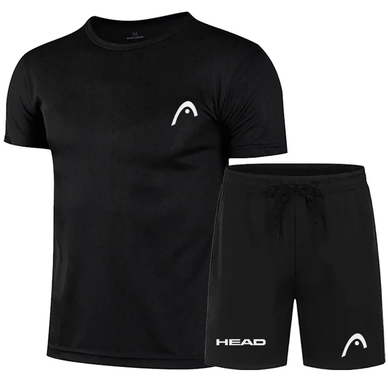 2024 New Men's EVERLAST T-shirt + Shorts 2pcs Set Leisure Breath Short Sleeve Sport Jogging Gym Brand Print Clothing