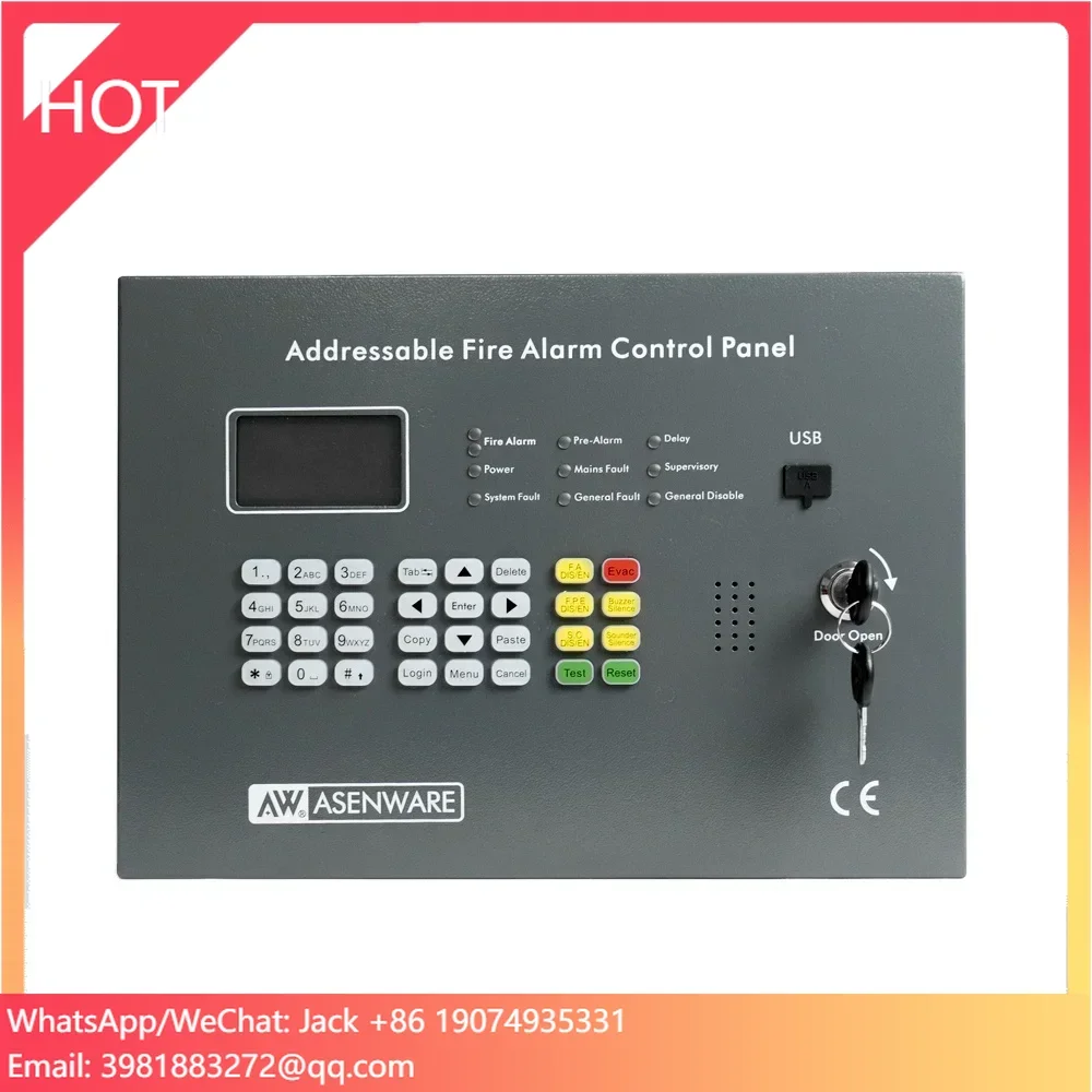 Asenware Addressable Fire Alarm Panel 128 Points wired device support wireless devices