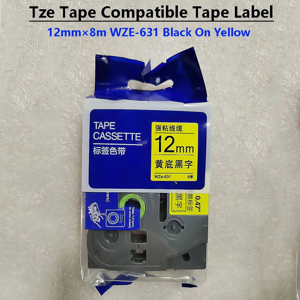 Tape Label TZ TZE-631 Labeling Ribbon Compatible WZE-631 BLACK ON YELLOW Label Tape For Ptouch Labeling Machine Label Maker