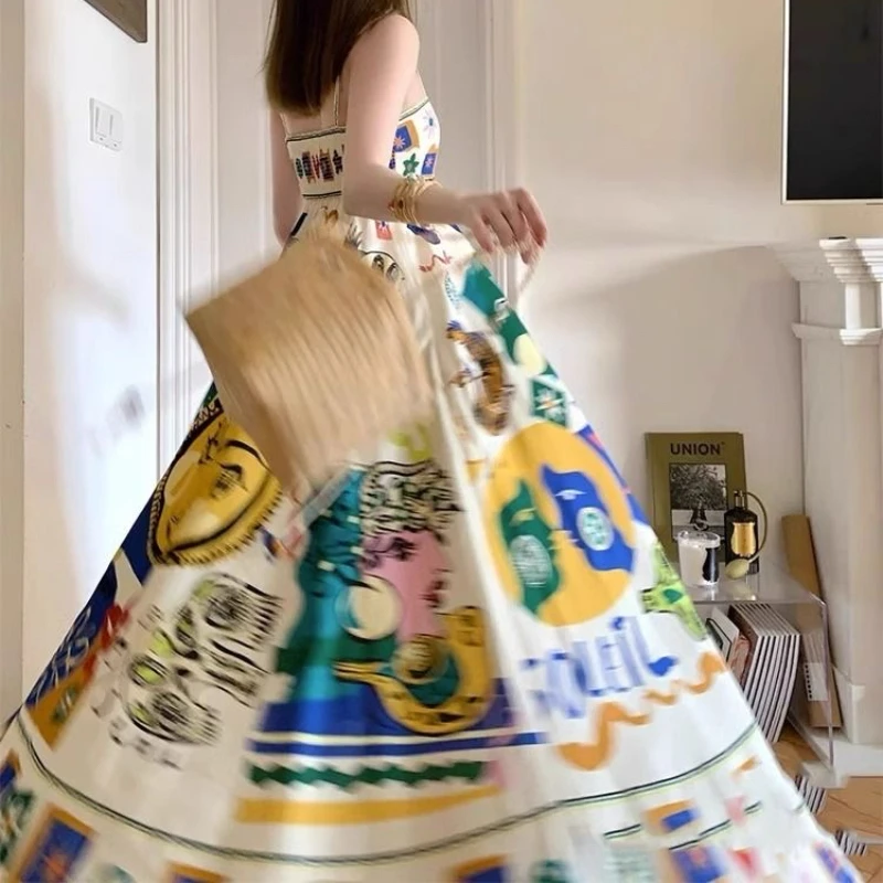 2025 verão nova moda tamanho grande vestido longo feminino deslizamento vestido à beira-mar férias vento tubo vestido superior feminino